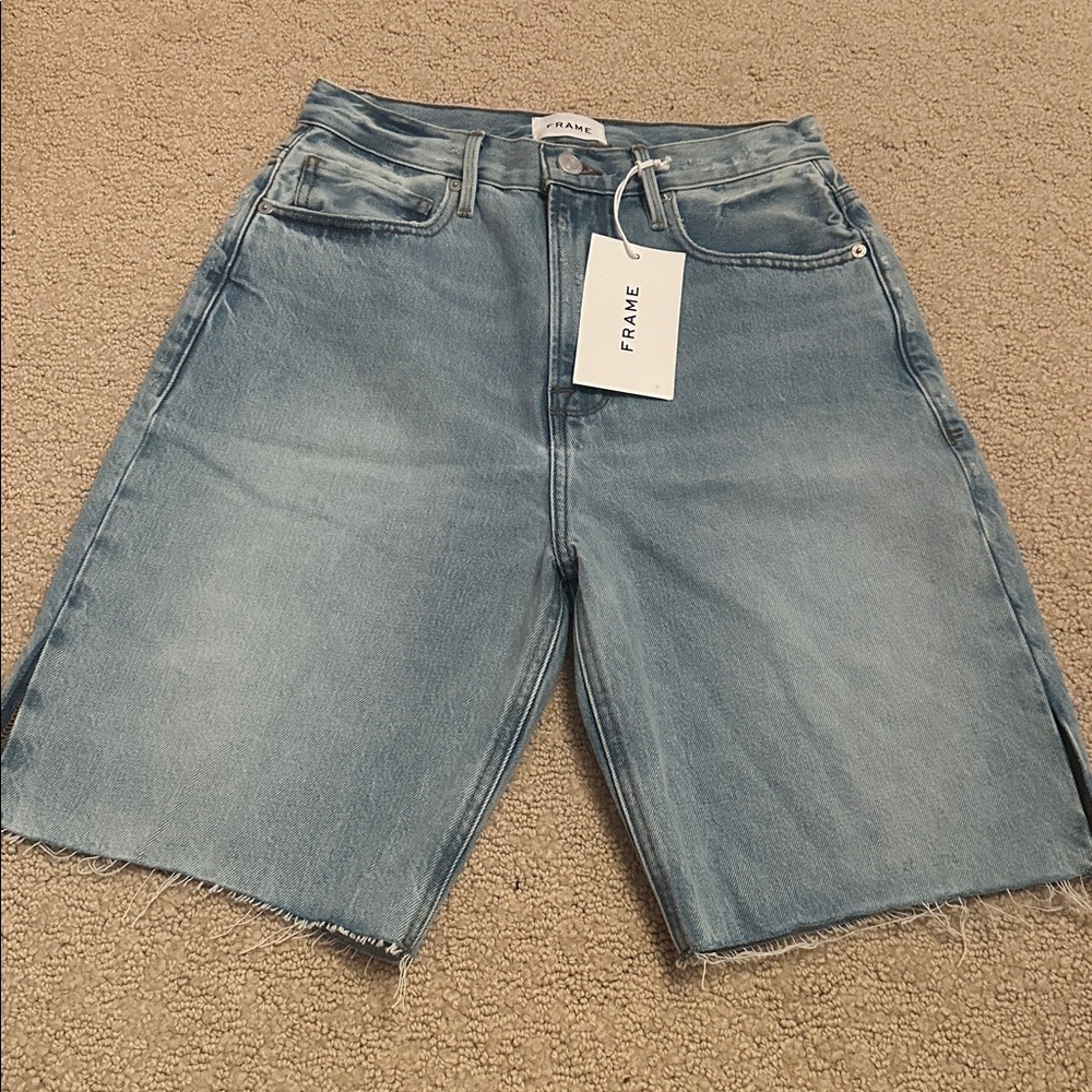 NEW Frame Denim High Rise Bermuda Shorts - Picture 2 of 5